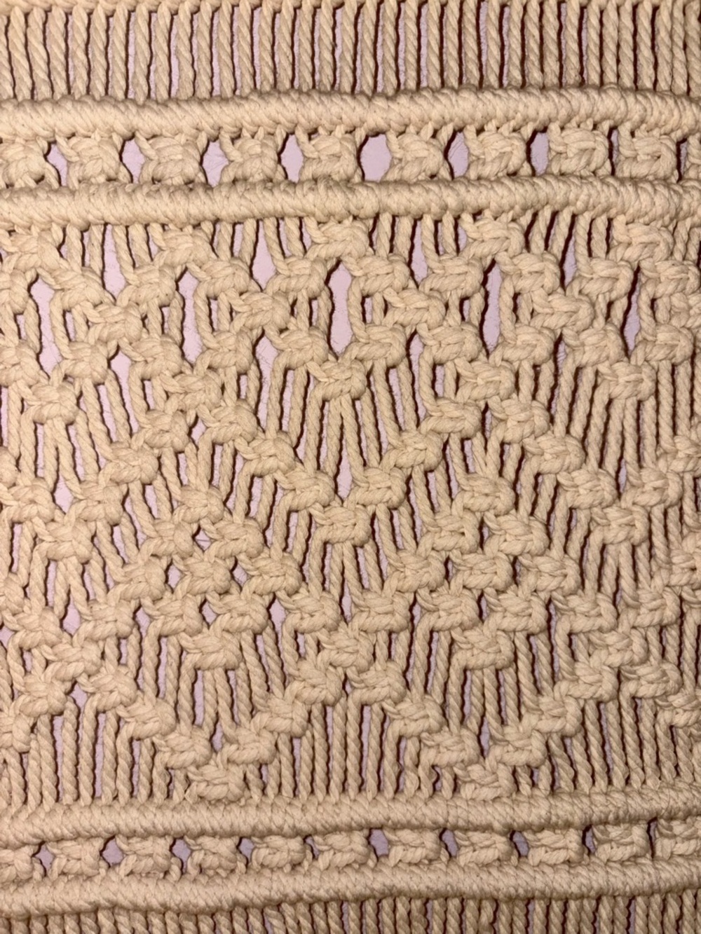 Large Macrame Wall Hanging -7 of Hearts - Boho Chic Cream Woven Tapestry Decor- - Picture 4 of 4